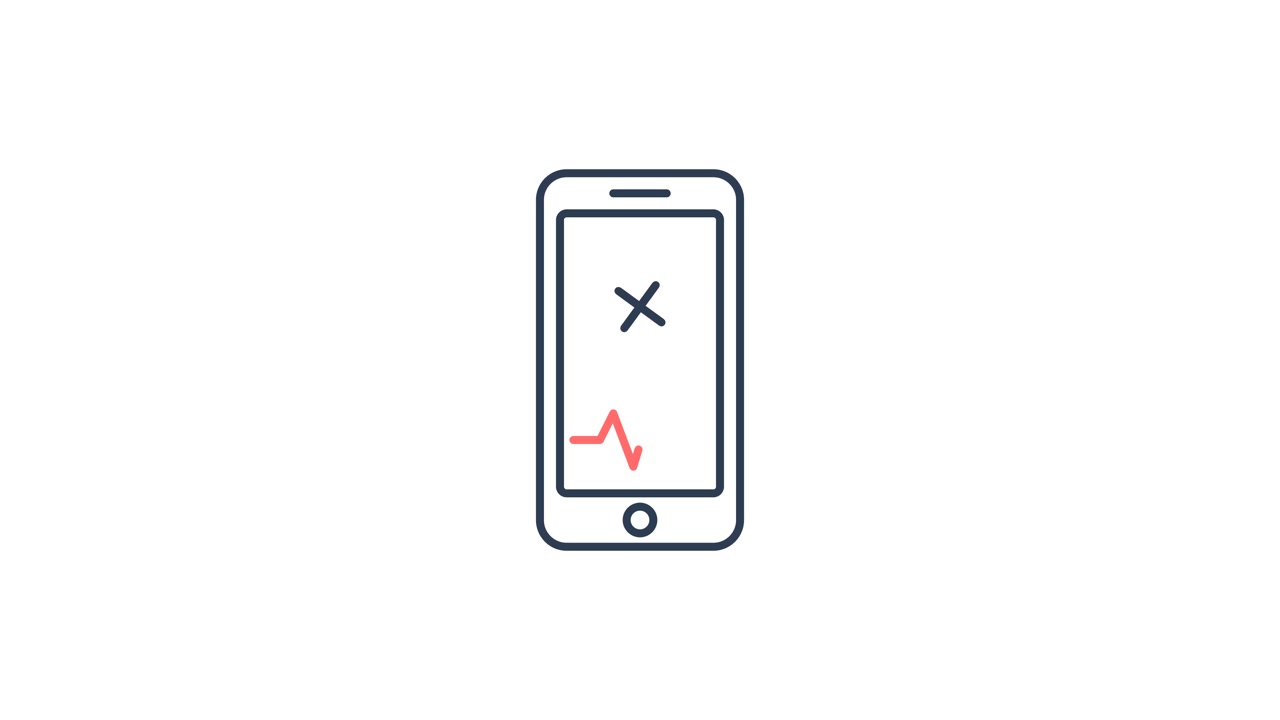 Animated Line Art Smartphone Displaying Heartbeat Monitor
