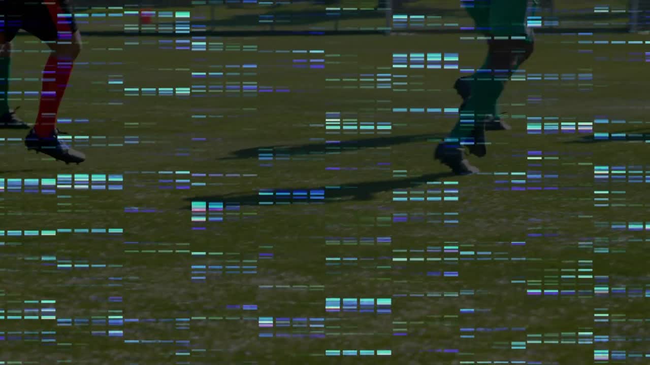 Animation of digital interface over football players