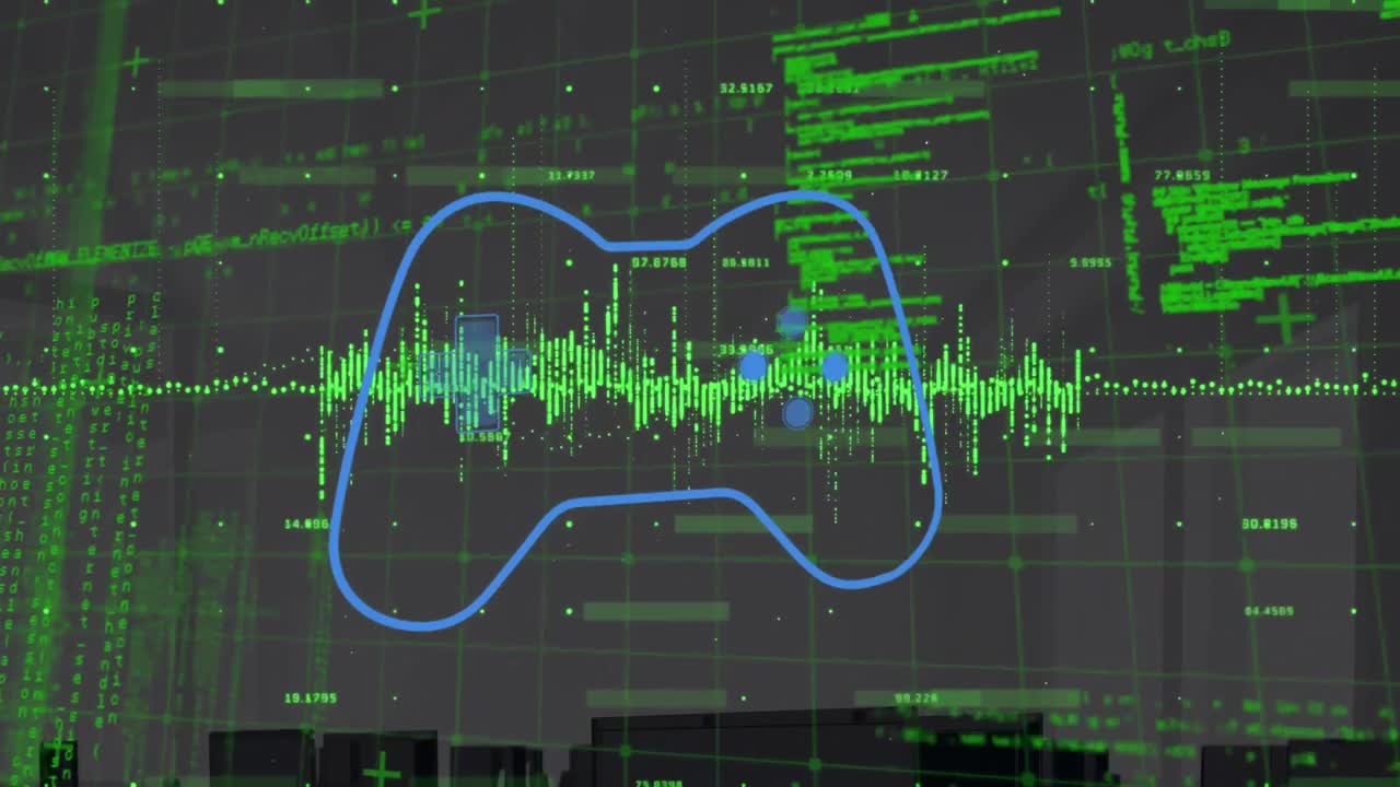 게임패드 아이콘 위의 데이터 처리 및 오피스의 애니메이션