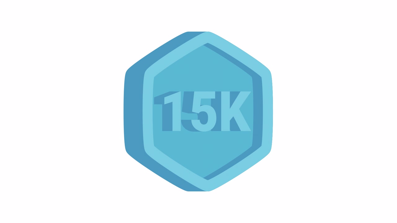 Animated Blue Hexagon 15K Badge with Sparkles