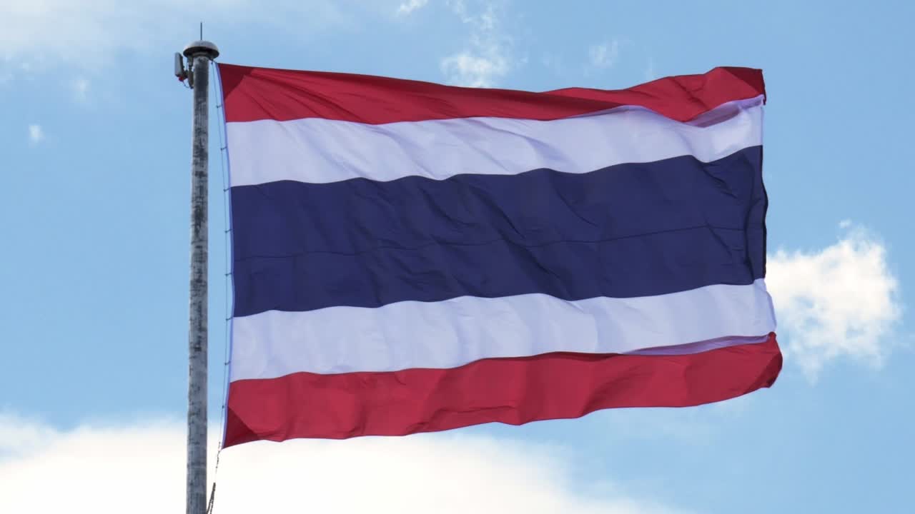 Thailand's flag fluttering in the wind slow motion