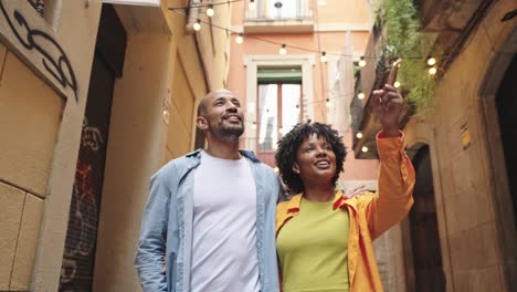 couple exploring a charming city street
