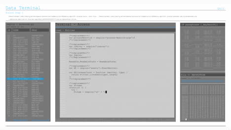 animación del procesamiento de datos en pantallas de computadora grises