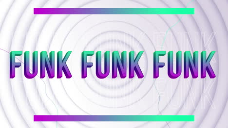 animación del texto funk sobre círculos blancos