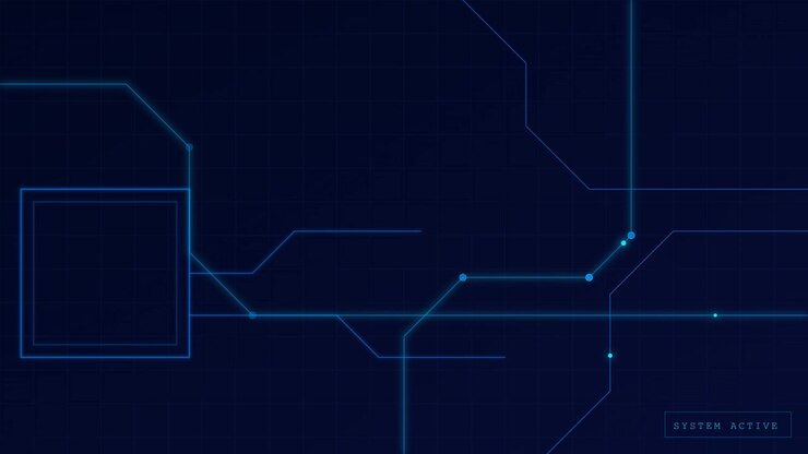 Animazione di circuito stampato digitale con linee dati luminose