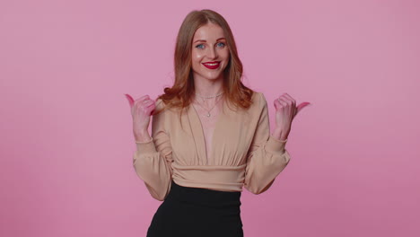 businesswoman girl alone very proud pointing herself, looking self-confident, overjoyed by success