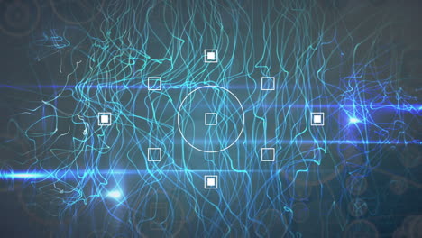 animation of scope scanning with icons over network of connections