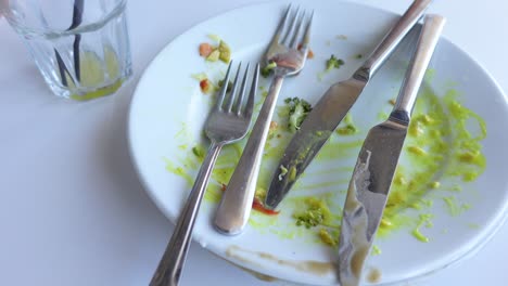 plato vacío con cubiertos y sobras