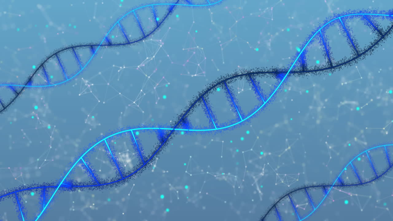 Animazione di molecole su filamento di DNA