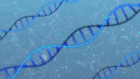 animación de moléculas sobre la cadena de adn.