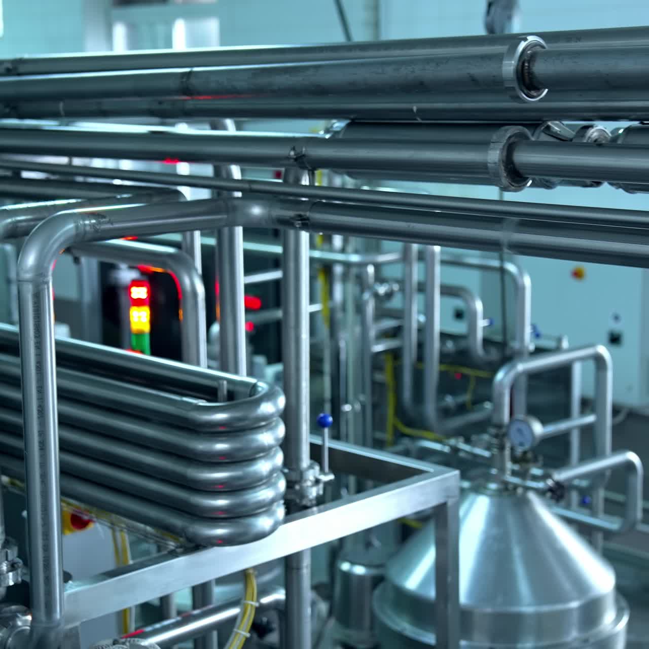 Steel cheesemaking factory equipment. Stainless industry butter producing