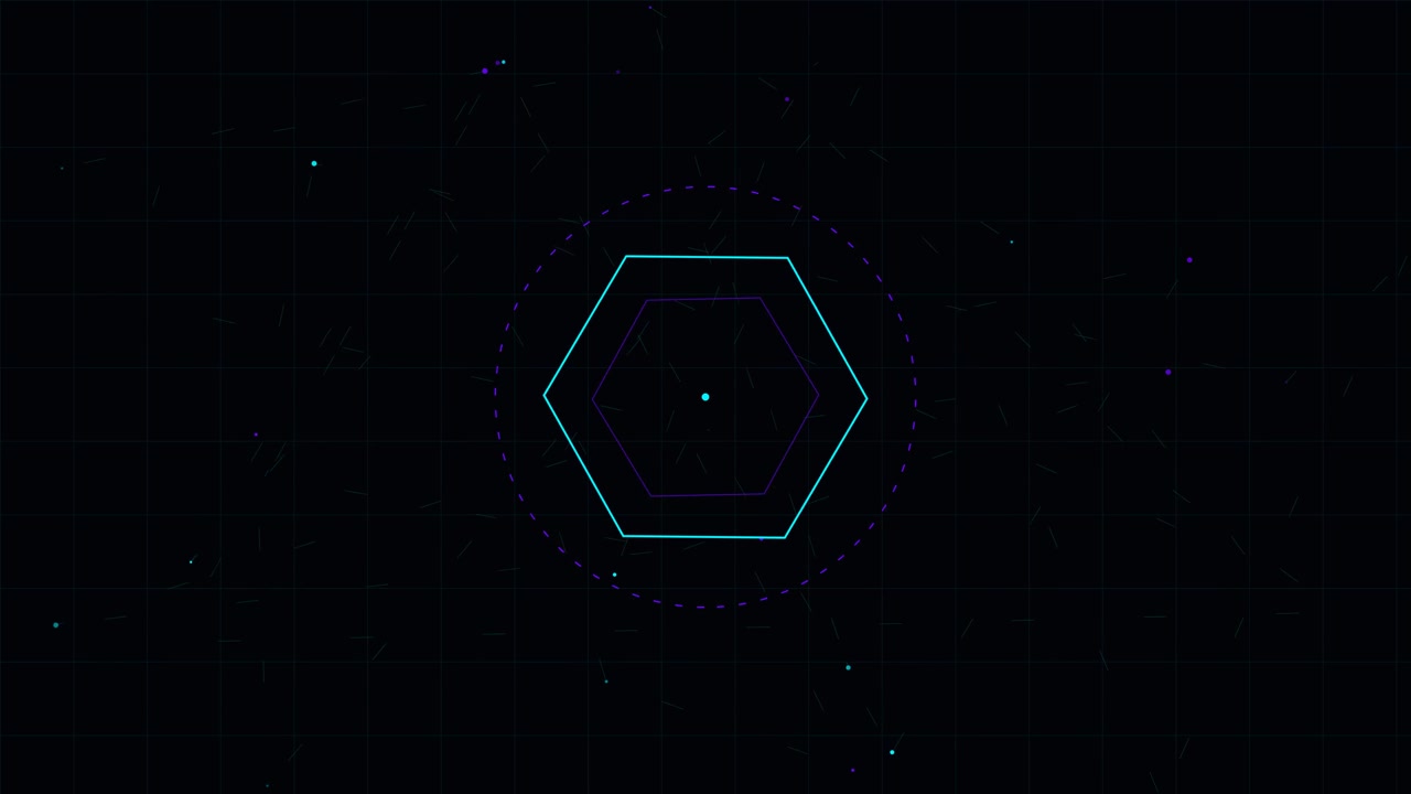 Abstract Digital Hexagon Animation with Floating Particles