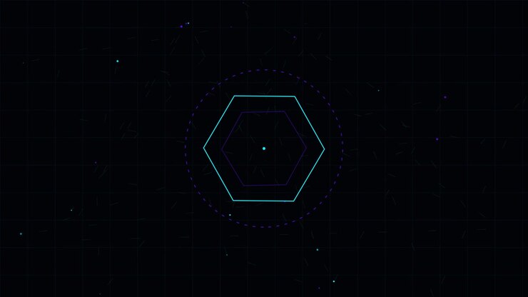 Abstract Digital Hexagon Animation with Floating Particles