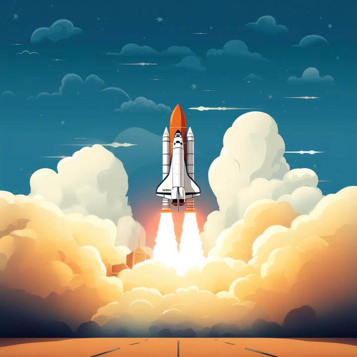 Space Shuttle Launching Into the Night Sky
