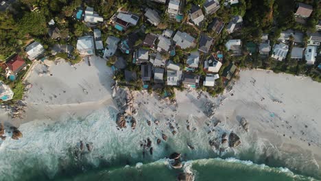 Overhead-View-Of-Crashing-Waves-At-Clifton-2nd-Beach-In-Cape-Town,-South-Africa