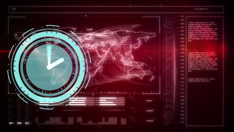 animación del reloj y el procesamiento estadístico sobre un fondo oscuro
