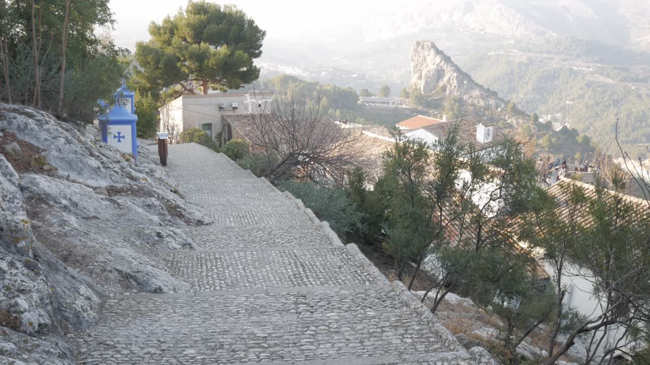 Stoned walkway leading to the viewpoint along the defensive castle wall in Guadales Views