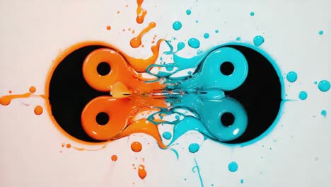 dynamic orange and blue paint splash merging abstract art