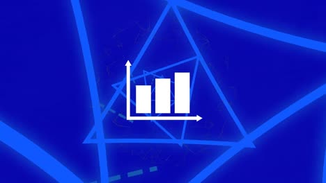 animación del gráfico sobre triángulos sobre fondo azul