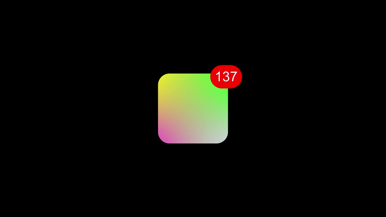 Smartphone alert counter notification animation isolated on black background