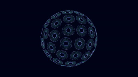 futuristic 3d sphere with blue circle pattern, creating a complex design with overlapping circles, giving the image a tech-inspired aesthetic