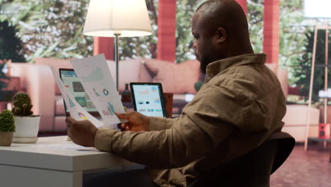 business owner reviewing key performance indicators within the enterprise