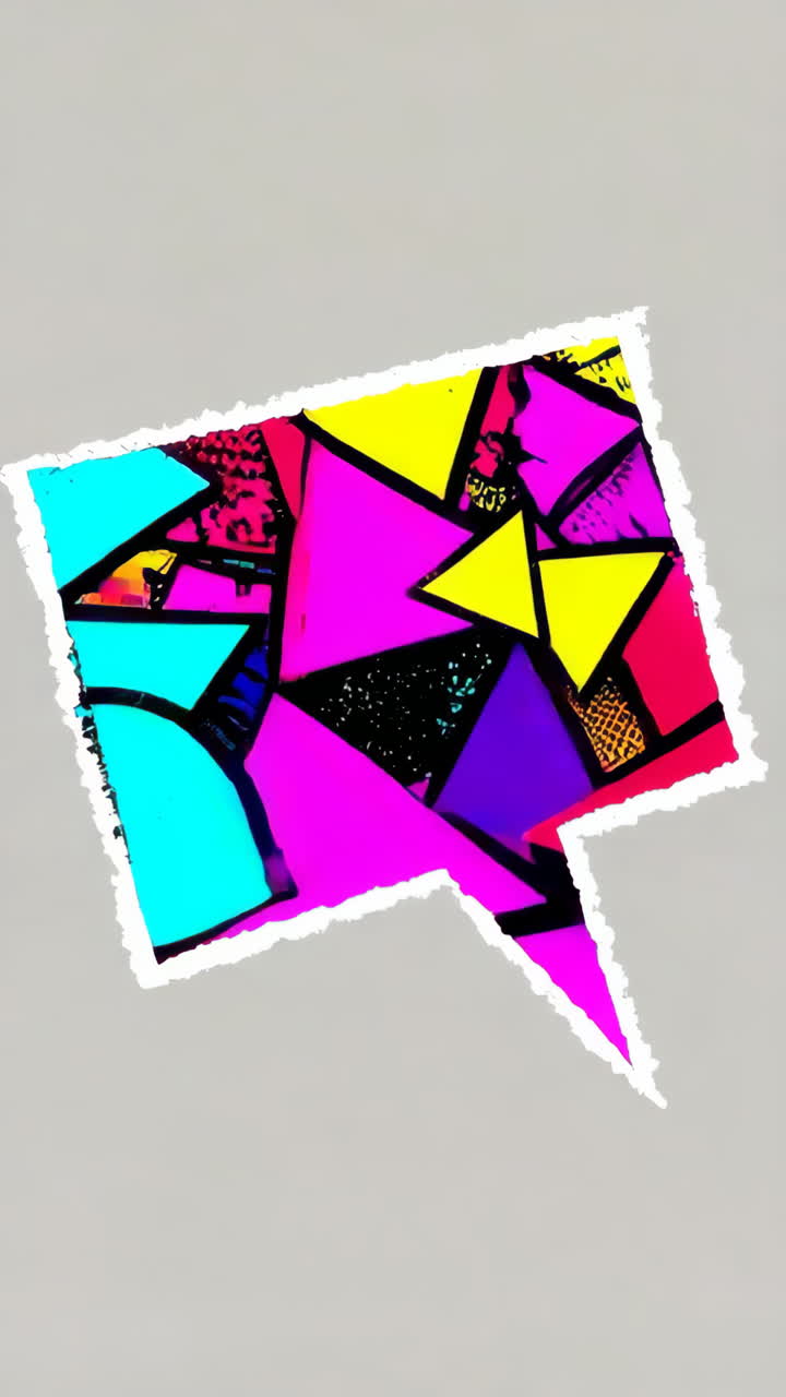 Fumetto astratto a triangolo geometrico vibrante.