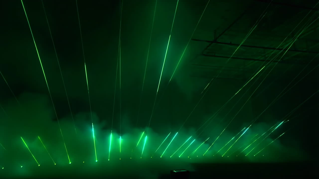 Green Laser Light Show with Smoke Effects