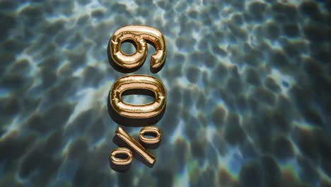 golden 60% floating above water ripples on black background vertical