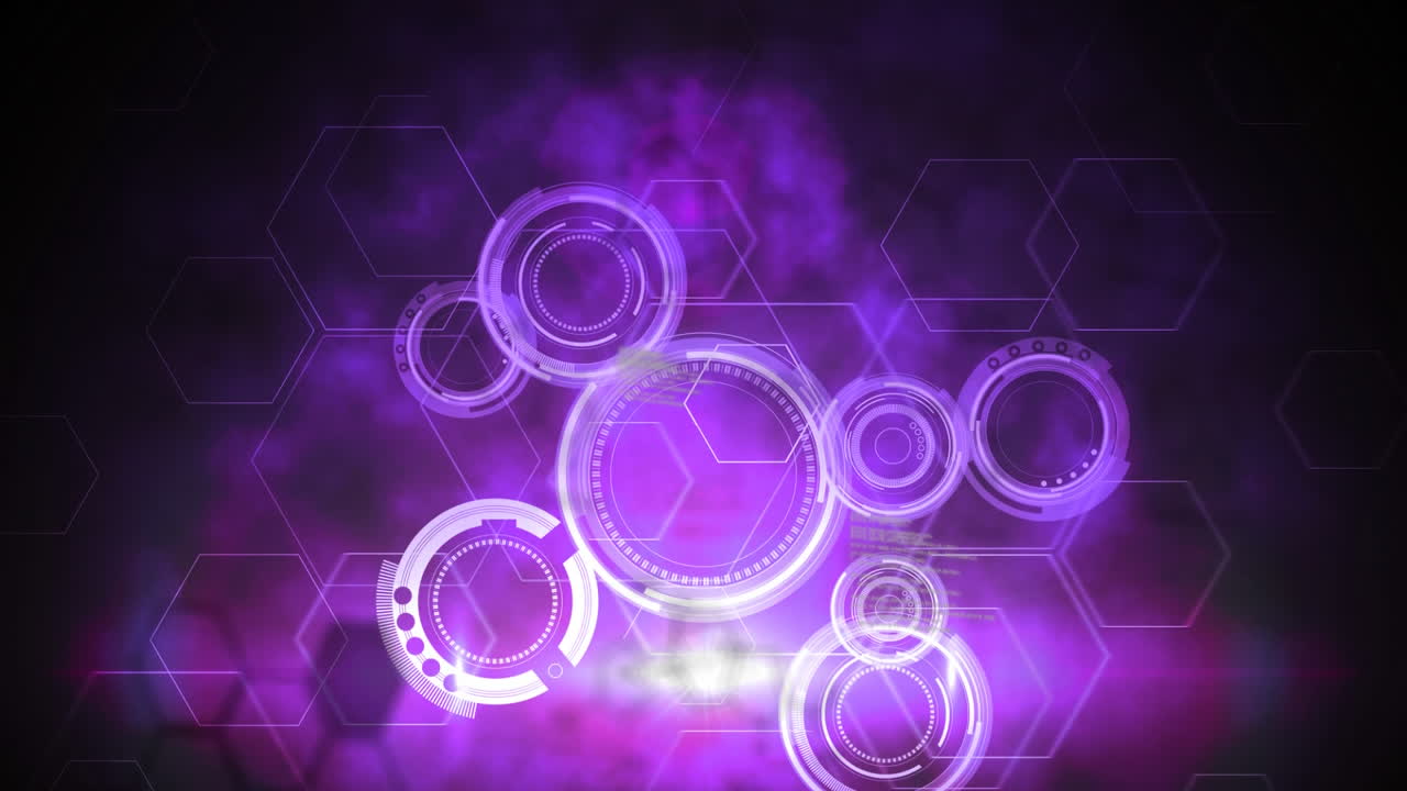 animación de círculos y datos púrpuras