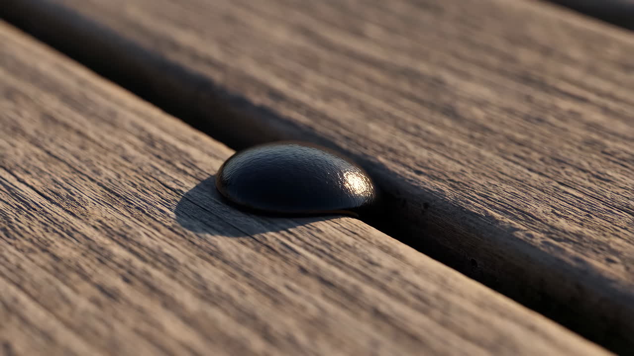 Close-up of a Black Rivet Head in Weathered Wooden Planks