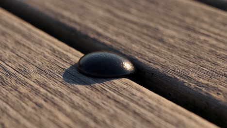 close-up of a black rivet head in weathered wooden planks