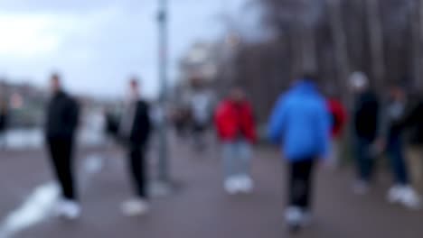 people walking in a street slow motion