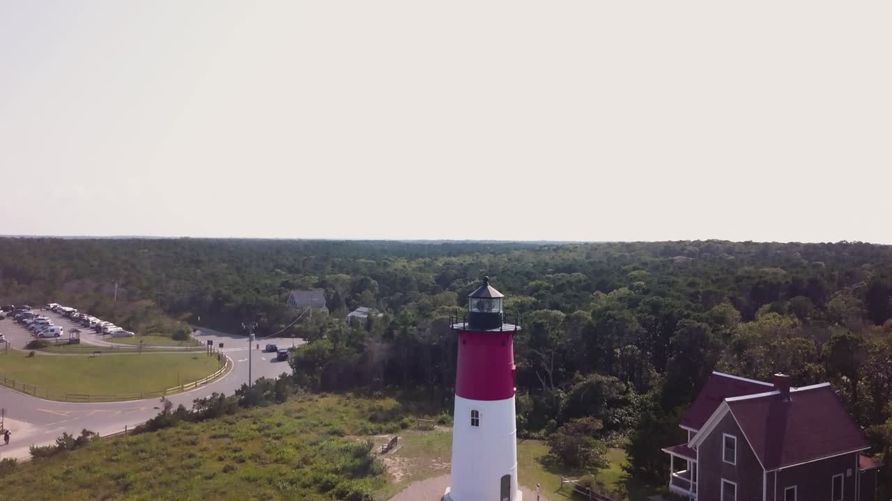 Nauset Light, Nauset Beach Light In Cape Cod, Eastham, Massachusetts. - aerial