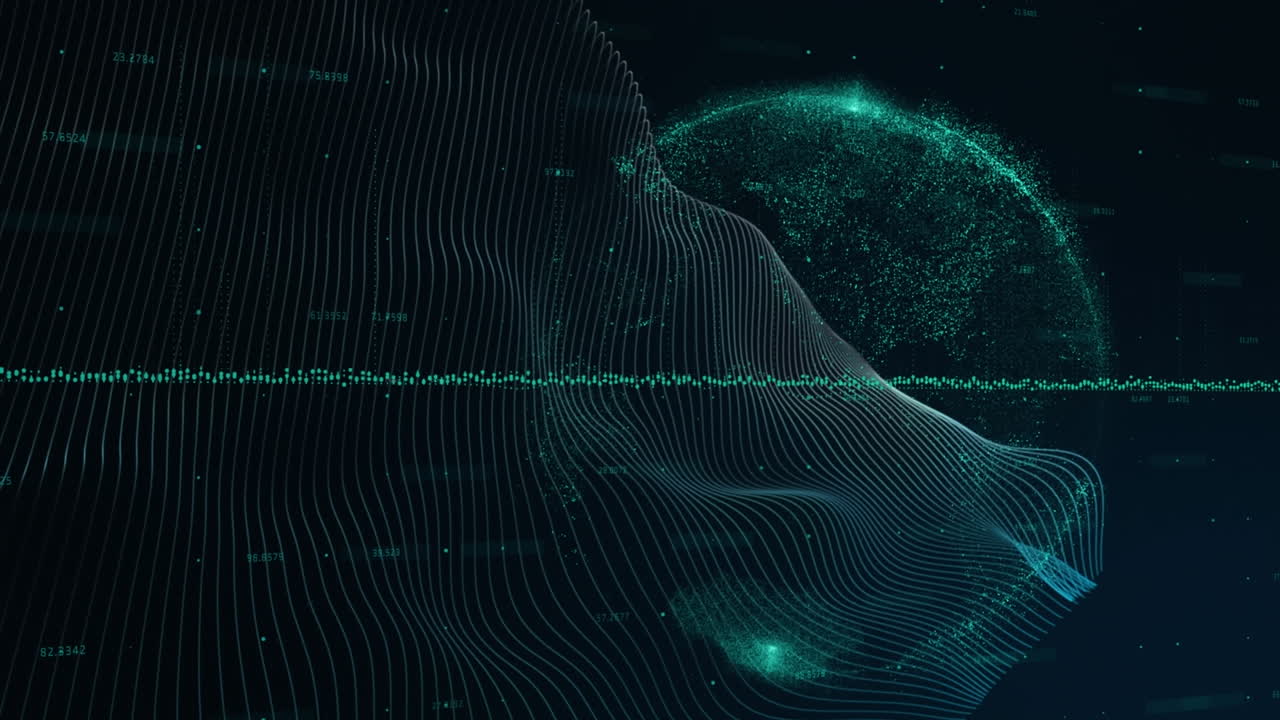 animación del procesamiento de datos sobre un fondo negro