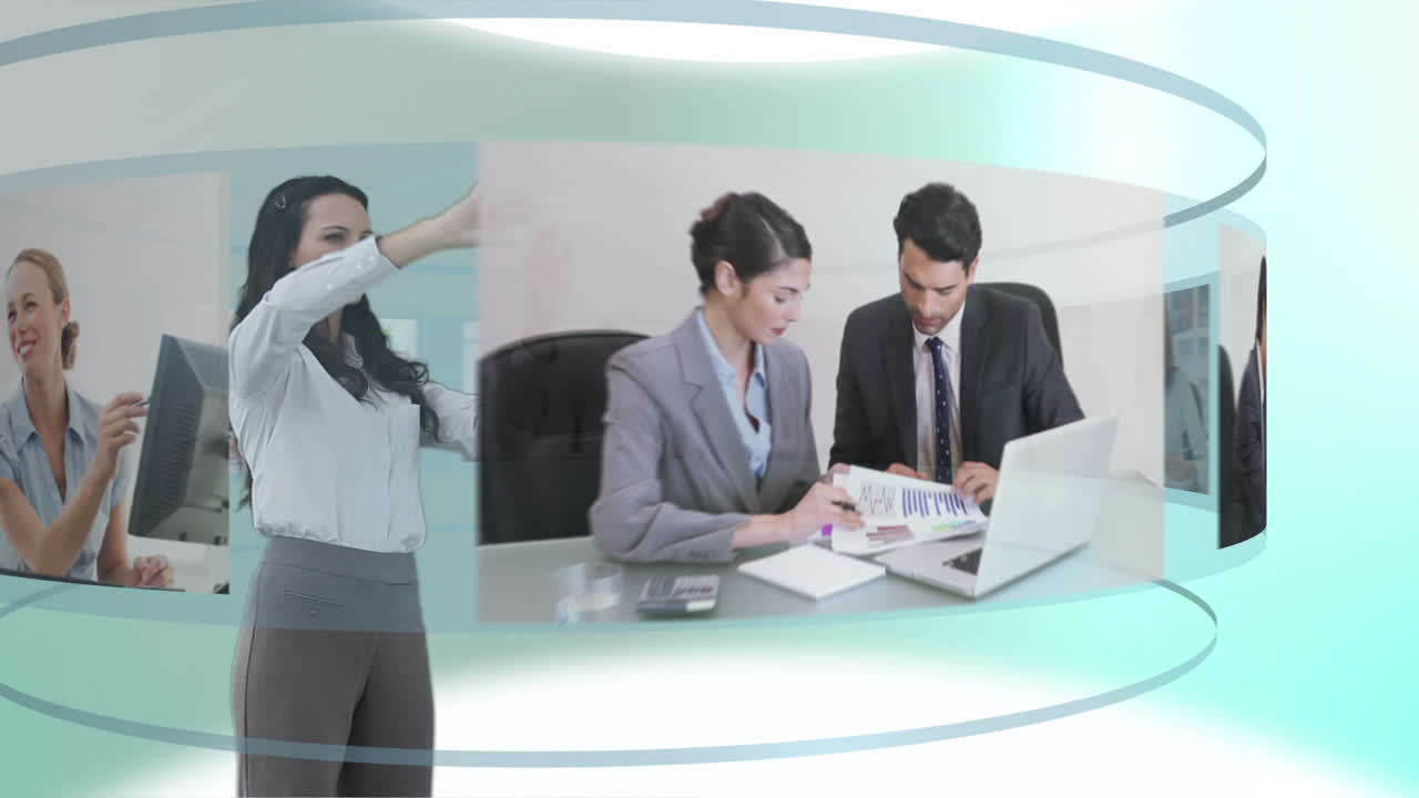 Woman scrolling business videos