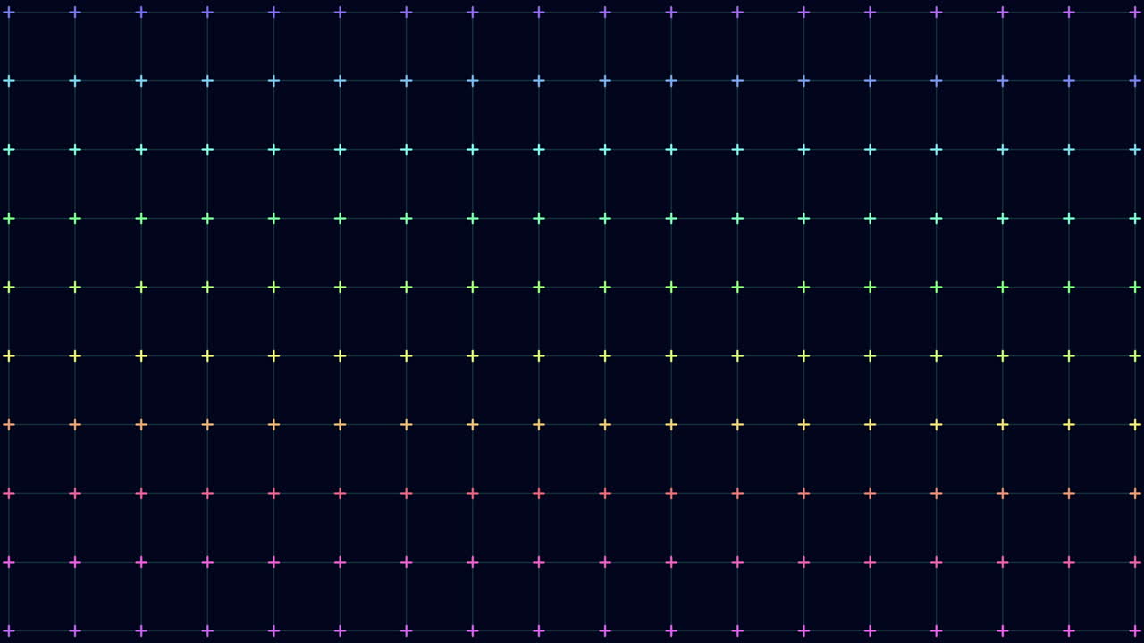 격자선이 있는 무지개 네온 십자가 패턴