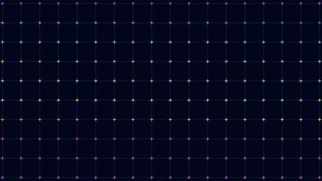 Rainbow-neon-crosses-pattern-with-grid-lines