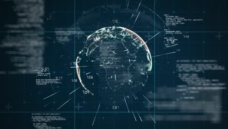 animation of financial data processing on blue background
