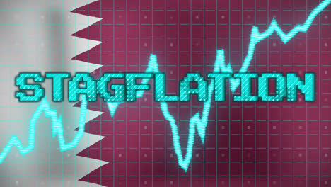 animation of data processing and stagflation text over flag of bahrain