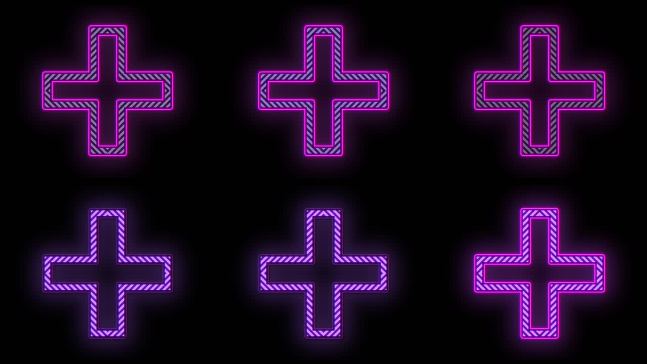patrón de cruces geométricas moradas con luz de neón