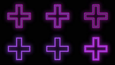 purple geometric crosses pattern with neon light