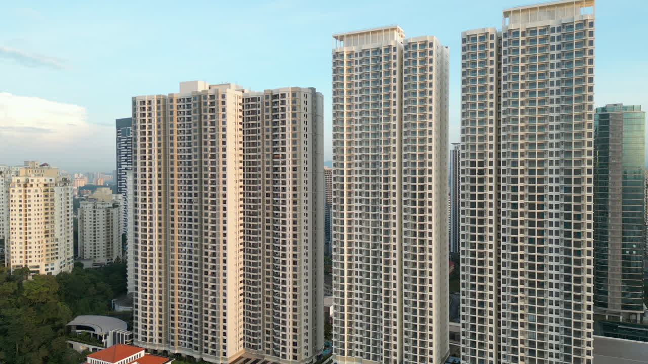 Towering Apartment Blocks Bangsar South Kuala Lumpur Malaysia Early Morning Drone Cinematic Track In 4K 60FPS