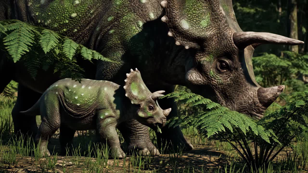 Triceratops Dinosaurs in Natural Habitat