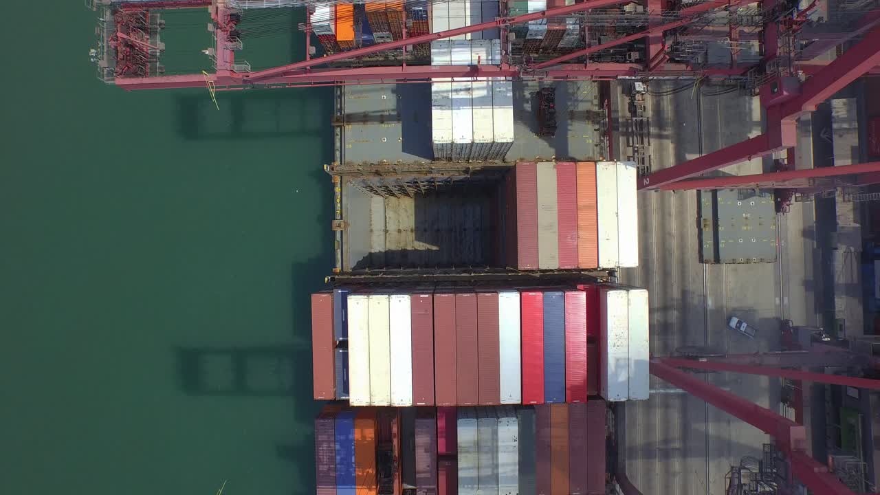 Aerial View of Container Ship at Port