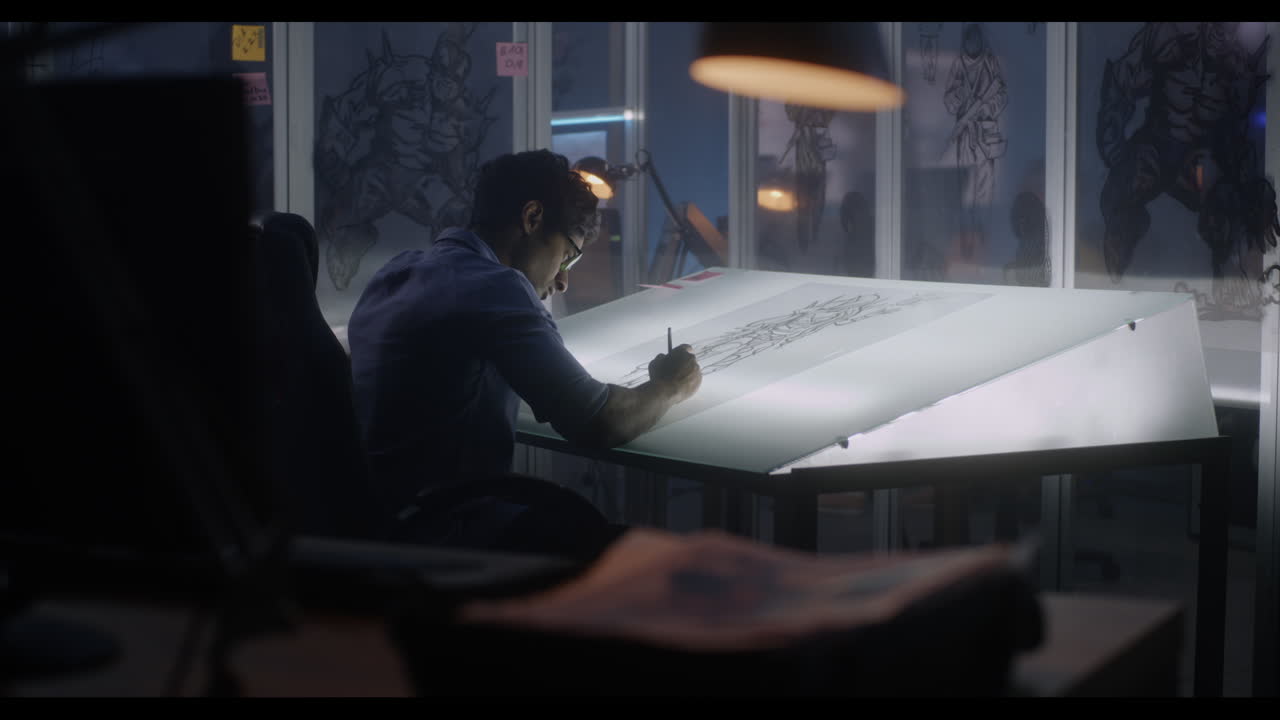 Artist Working on a Drawing