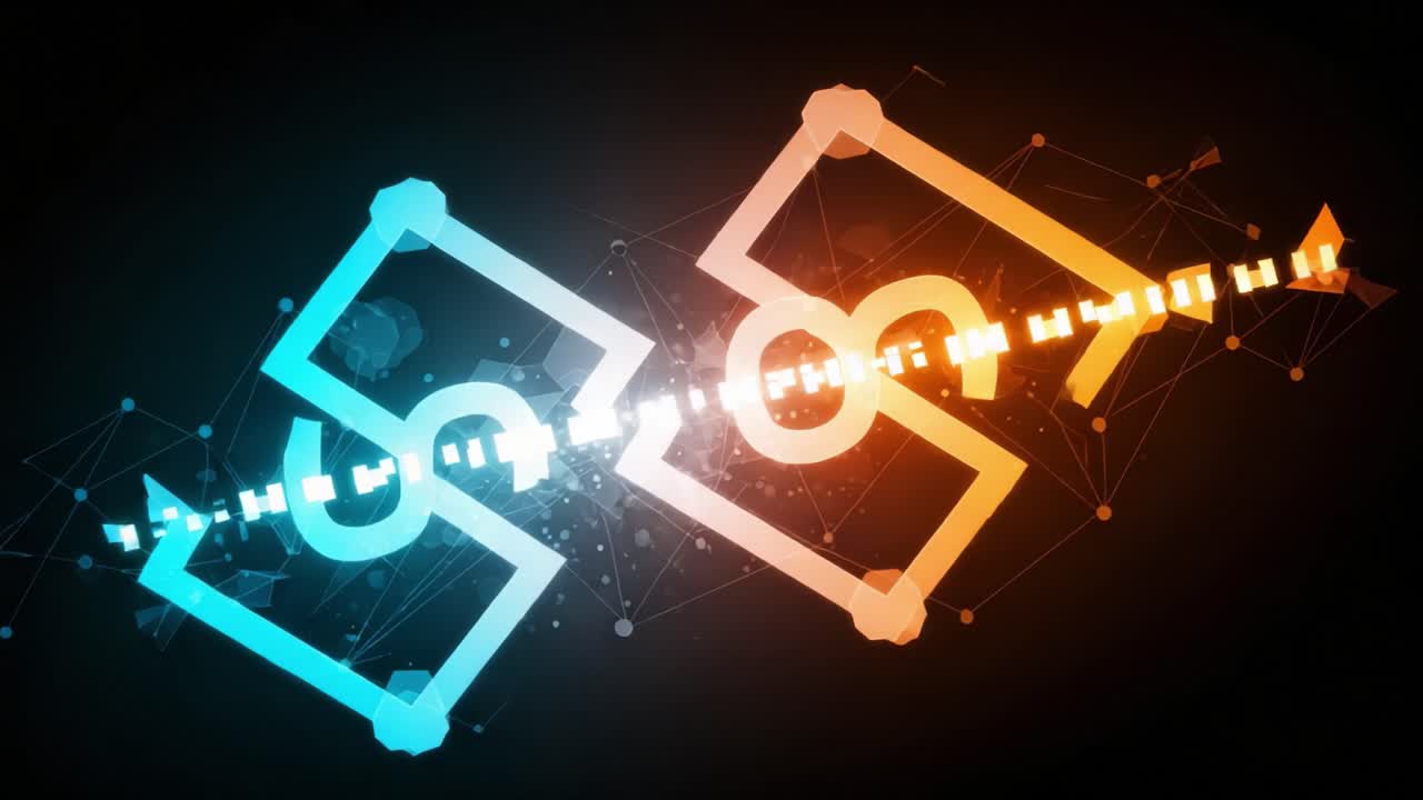 Dynamic Interplay of Technology: A Visual Representation of Data Flow and Connectivity in a Digital Environment with Integrating Colors