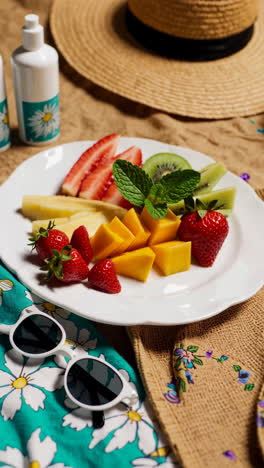 refreshing fruit platter with summer accessories