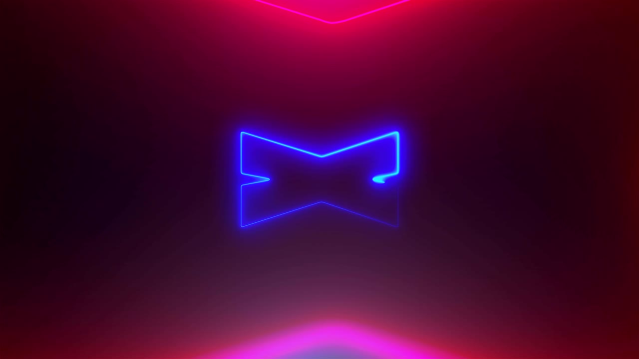 Useita neonvärisiä X-muotoja avaruudessa, abstrakti tietokoneella luotu tausta, 3D-renderöinti