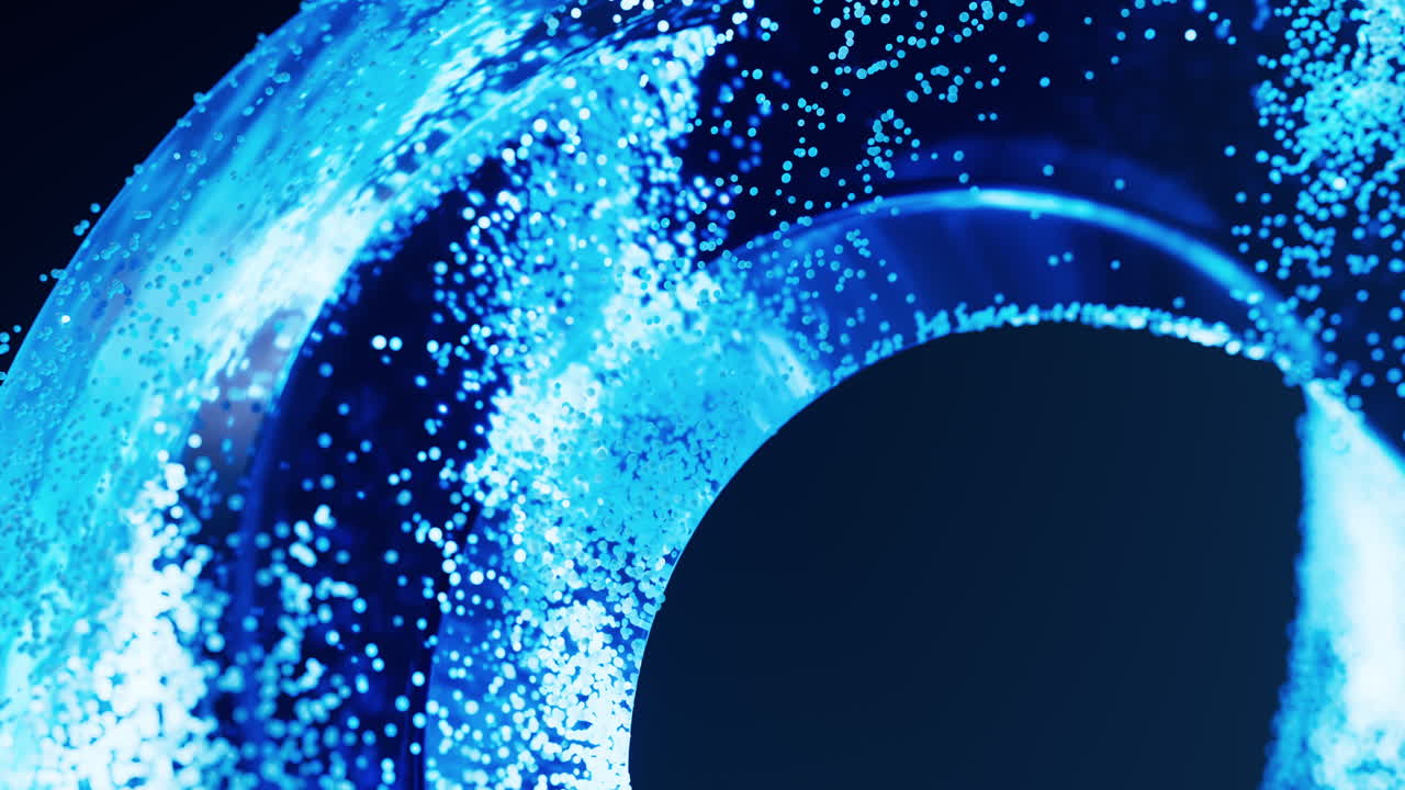 유리 기하학 및 흐르는 입자, 3d 렌더링